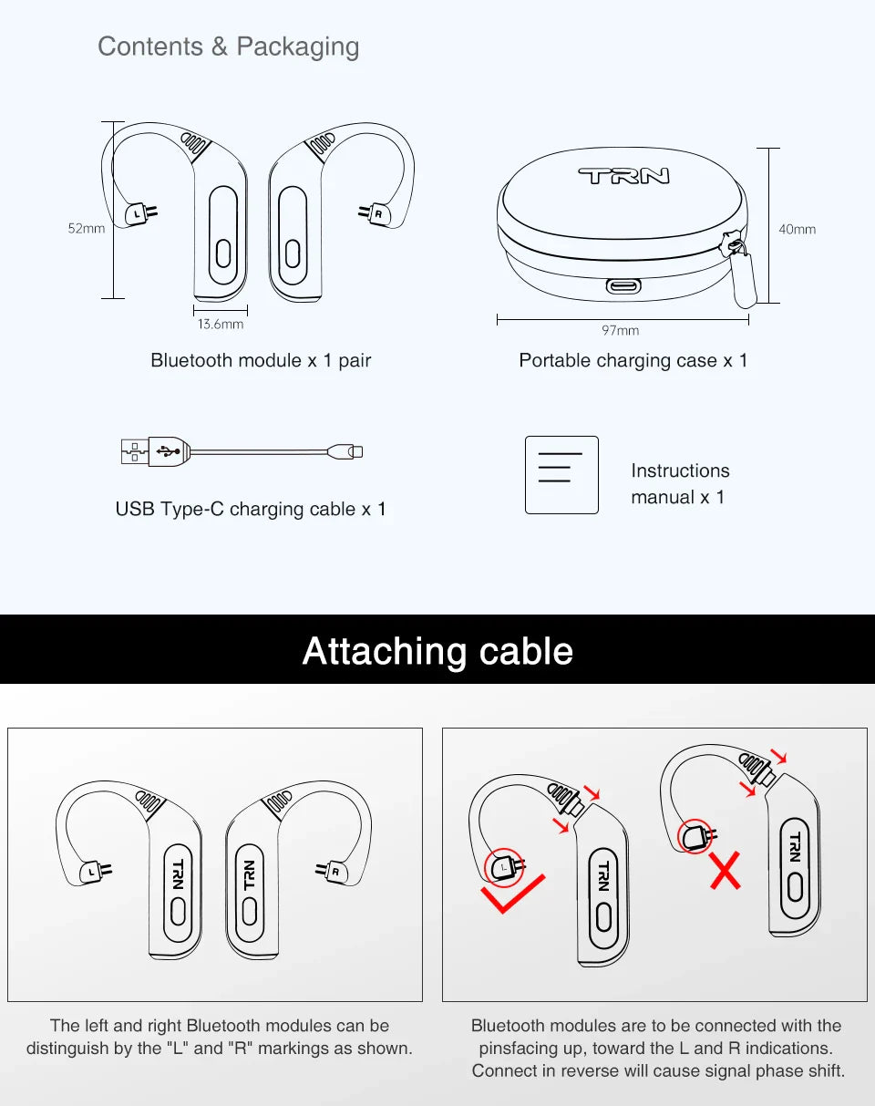 TRN BT20 PRO Wireless Bluetooth 5.3 HIFI Earphones Module Upgrade Cable Replaceable For air pods Conch 0.75 0.78 mmcx 2pinsqdc