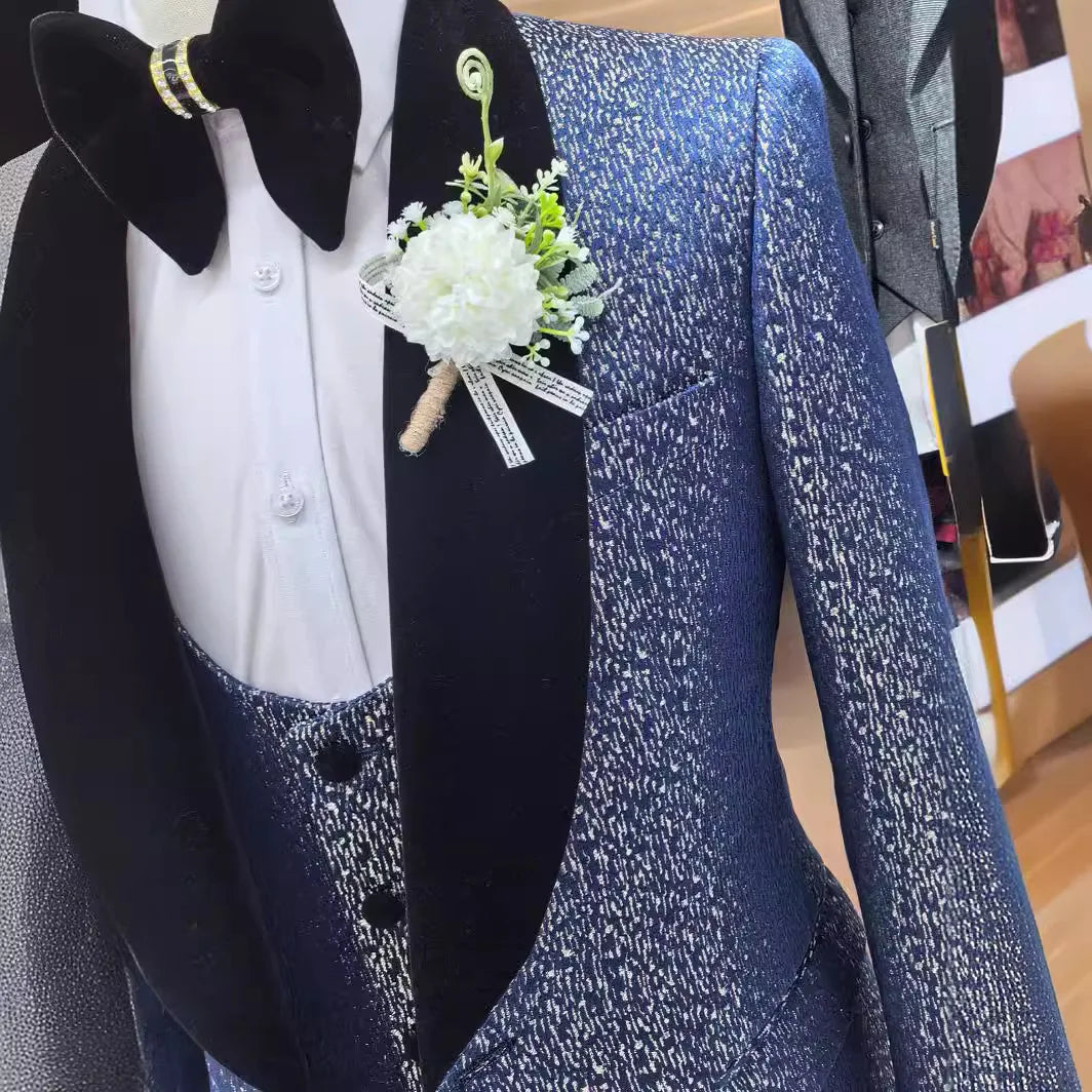Tuxedo for Mens: Boutique Men Leisure Business Suits Trousers Waistcoat / Male Flower