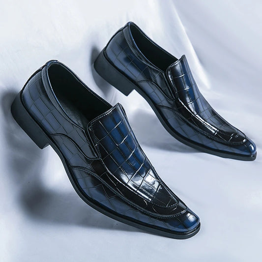 Fashion Square Toe Dress Shoes For Men Slip On Party Loafers Formal Chelsea Social Shoe Male Wedding Footwear
