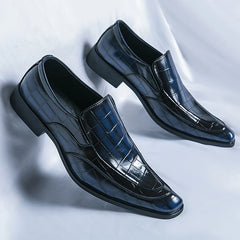 Fashion Square Toe Dress Shoes For Men Slip On Party Loafers Formal Chelsea Social Shoe