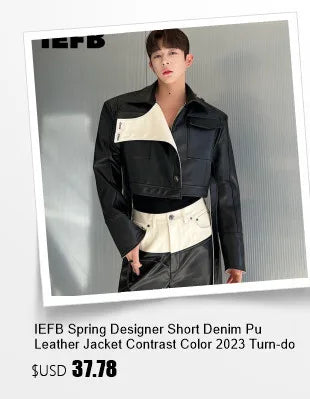 Lapel Men PU Leather Jacket Korean Style Biker Clothing