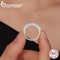 Ring 925 Sterling Silver Eternity Ring Women Engagement Wedding Luxury Band