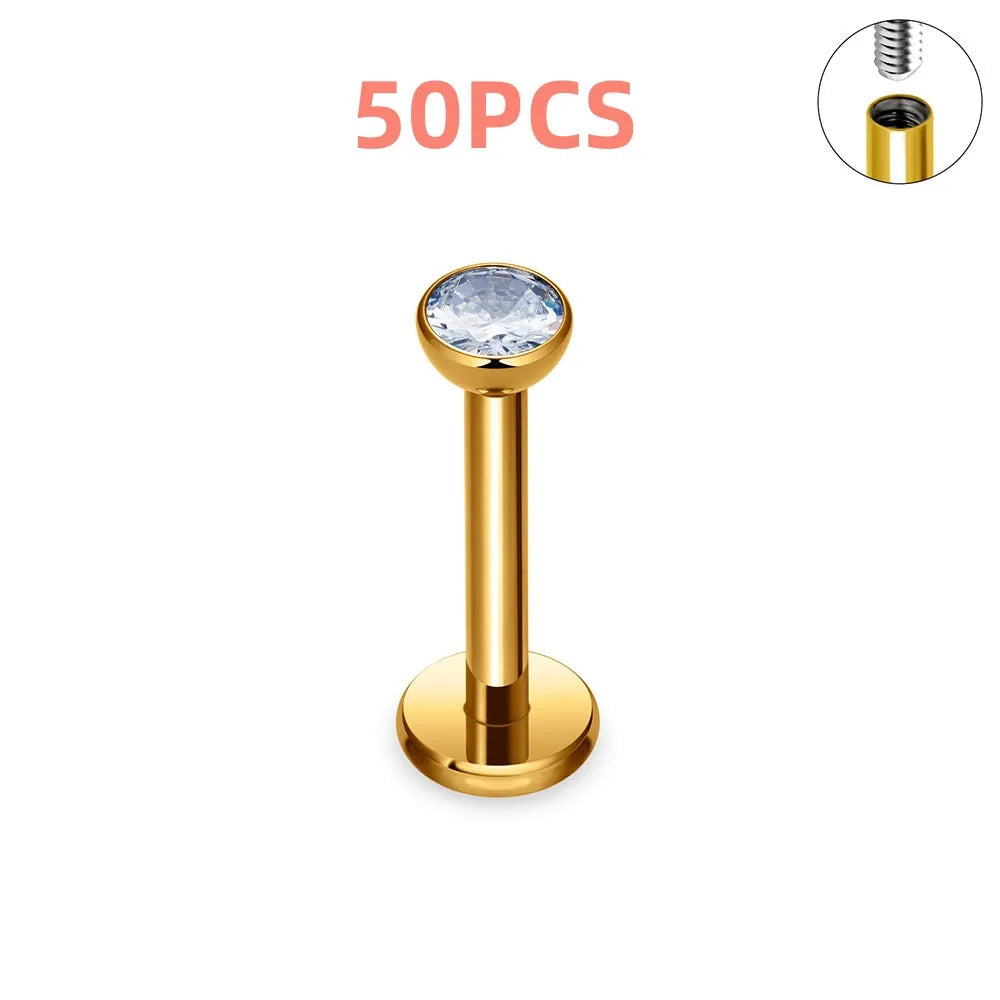 10/50PCS G23 Titanium Internal Thread Cup Shaped Ear Cartilage Nail Simple And Fashionable Perforated Jewelry Ear Nail Lip Nail
