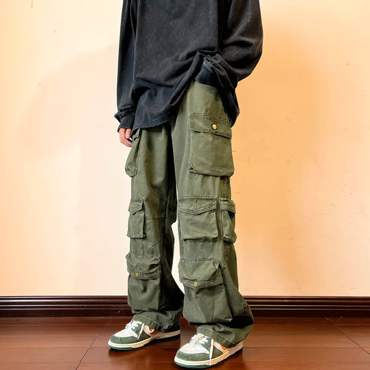 Cargo Pants Multi-pockets Tooling Pant Harajuku Men's Vintage Loose Wide Leg Pants