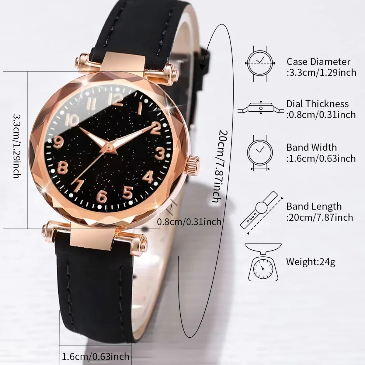 Fashion Arabic Dial Women Quartz Watch Casual Leather Strap Wristwatches for Ladies Clock Reloj Mujer（Without Box）