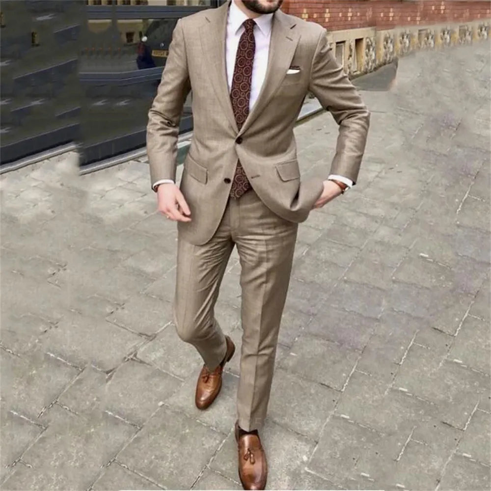 Tuxedo for Mens: Handsome Slim Fit Casual Mens Prom Suits Notched Lapel Groomsmen