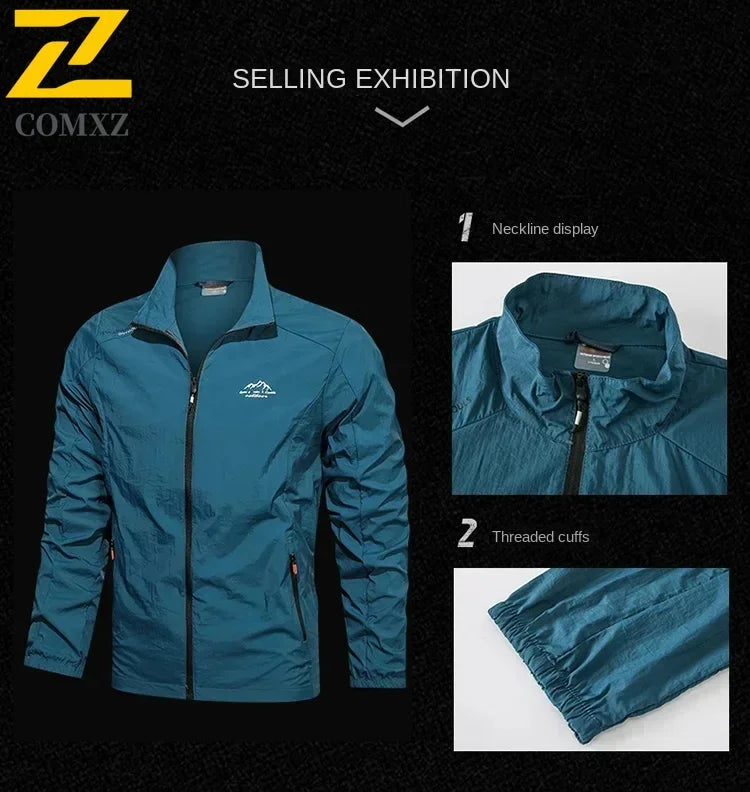 Mens Tracksuit Spring Summer Sportswear 2 Piece Sets Sports Suit Sunscreen Jacket+Pant Running Set Men Fishing Jogger Sweats Set