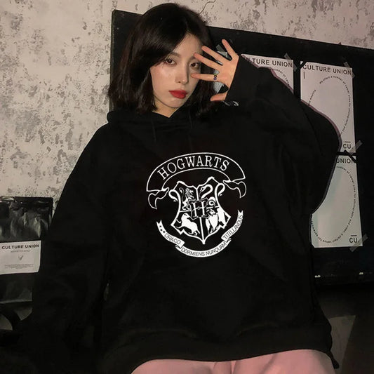 y2k Hogwarts Printed Hoodies Women Sweatshirt Autumn Winter Long Sleeves
