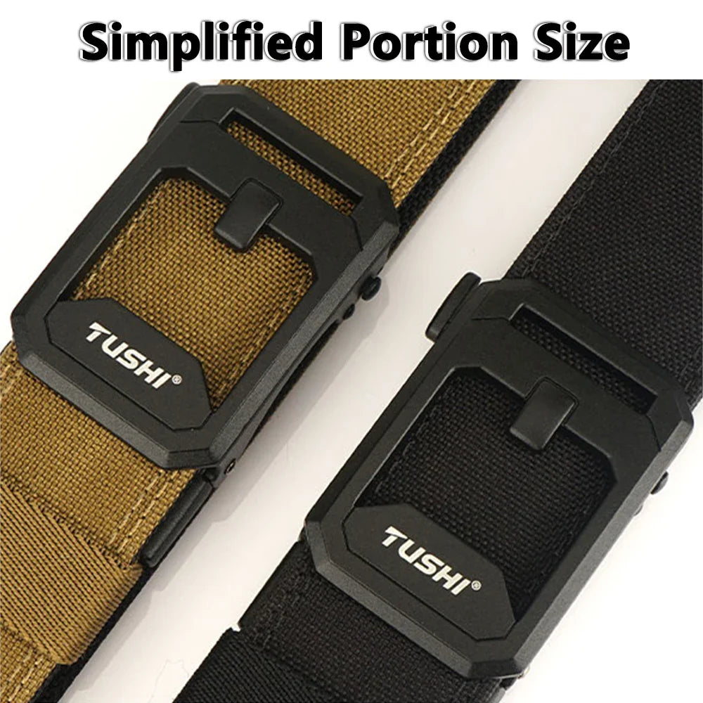 TUSHI Hard Tactical Belt for Men Sturdy Nylon Metal Automatic Buckle Police Duty Military Belt Outdoor Girdle IPSC Accessories