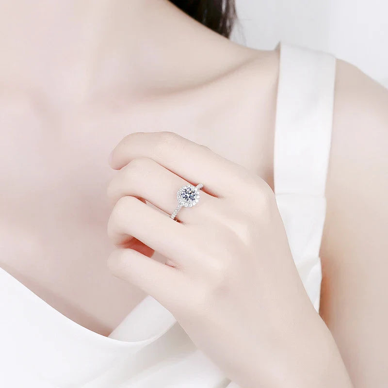 NEW 100% Real Moissanite Ring D VVS1 Pass Diamond Test Pen Adjustable Size S925 Sliver GRA Certificate Wedding Rings for Women