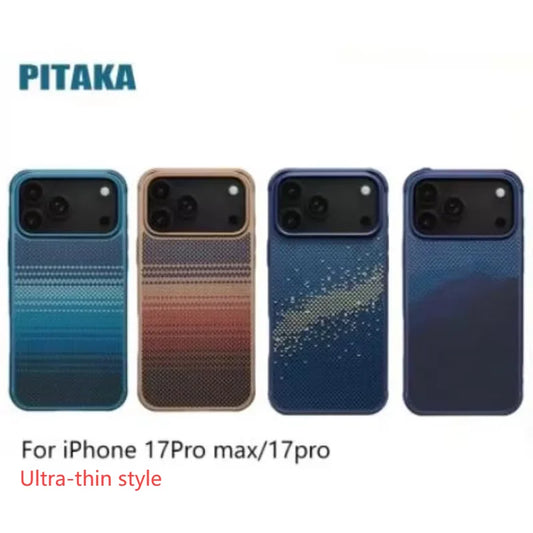 PITAKA Carbon Fibre Case for IPhone 17 Pro Max Kevlar Wireless Charging Back Cover Case for 17 PRO MAX/17 PRO Cool Case Gift