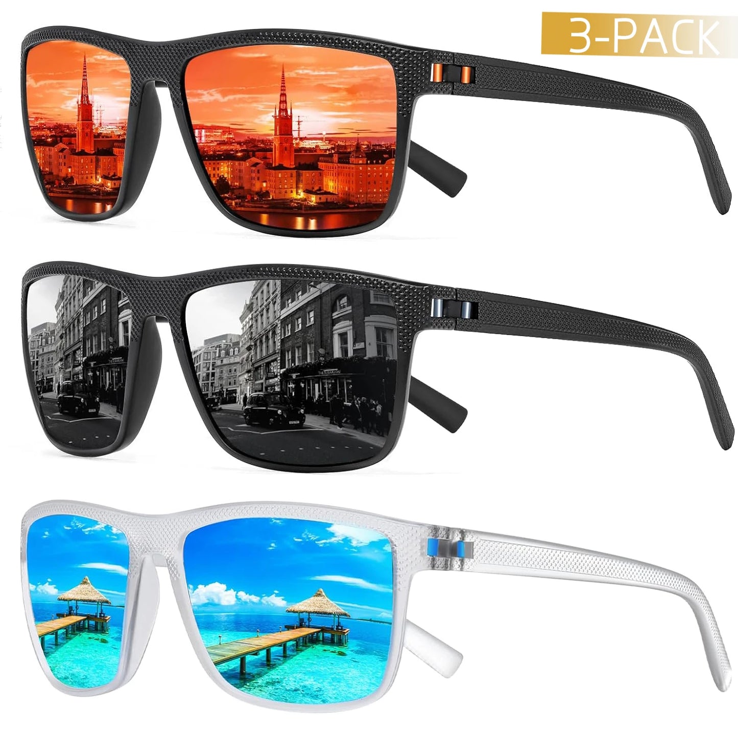 Square Polarized Sunglasses for Men Outdoor Fishing Sun Glasses