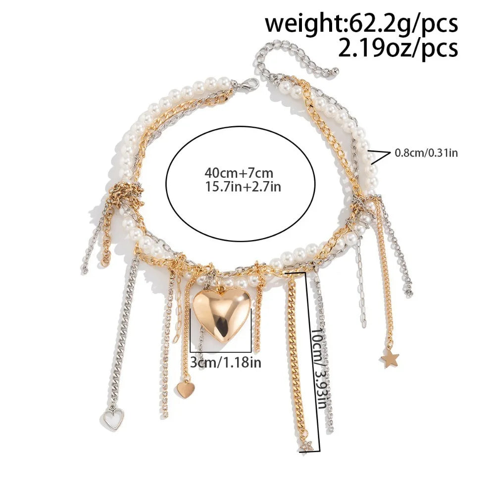 Elegant Irregular Imitation Pearl Beads Necklace for Women Vintage Party Wedding Tassels Choker Fashion Jewelry Accessories Gift