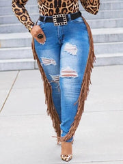 LW Plus Size summer jeans Tassel Design Ripped Jeans skinny Pants Ladies Jeans