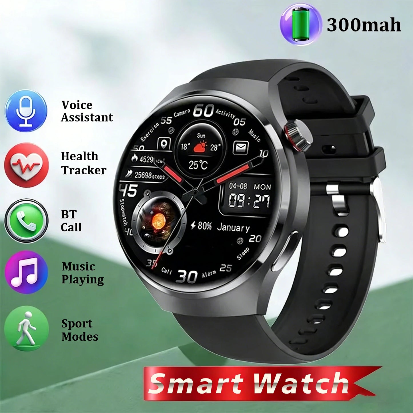 Watches pro 2026 New Men's Smartwatch High-Definition Screen Health Tracker Bluetooth Call Voice Assistant Sports Smartwatches