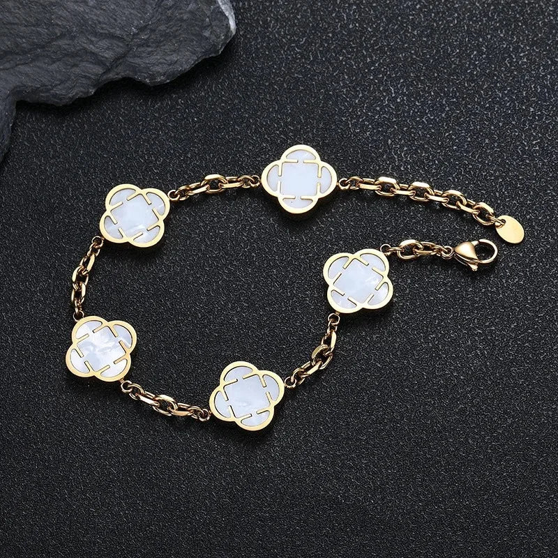 Stylish Petal Chan Bracelets for Men Boys,Waterproof Natural Shell Chain Links Wristband,Birthday Gift