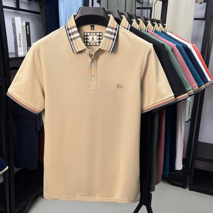 Designer fashion brand short sleeve polo shirt men summer new luxury exquisite embroidery high-end business casual Paul T-shirt