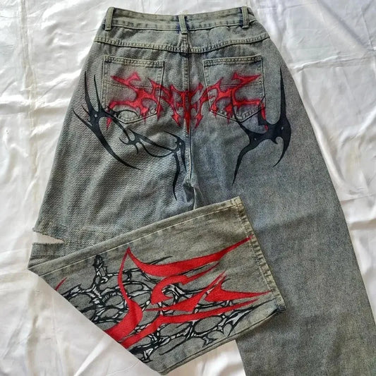 Y2K Baggy Jeans Hip Hop Pants Mens