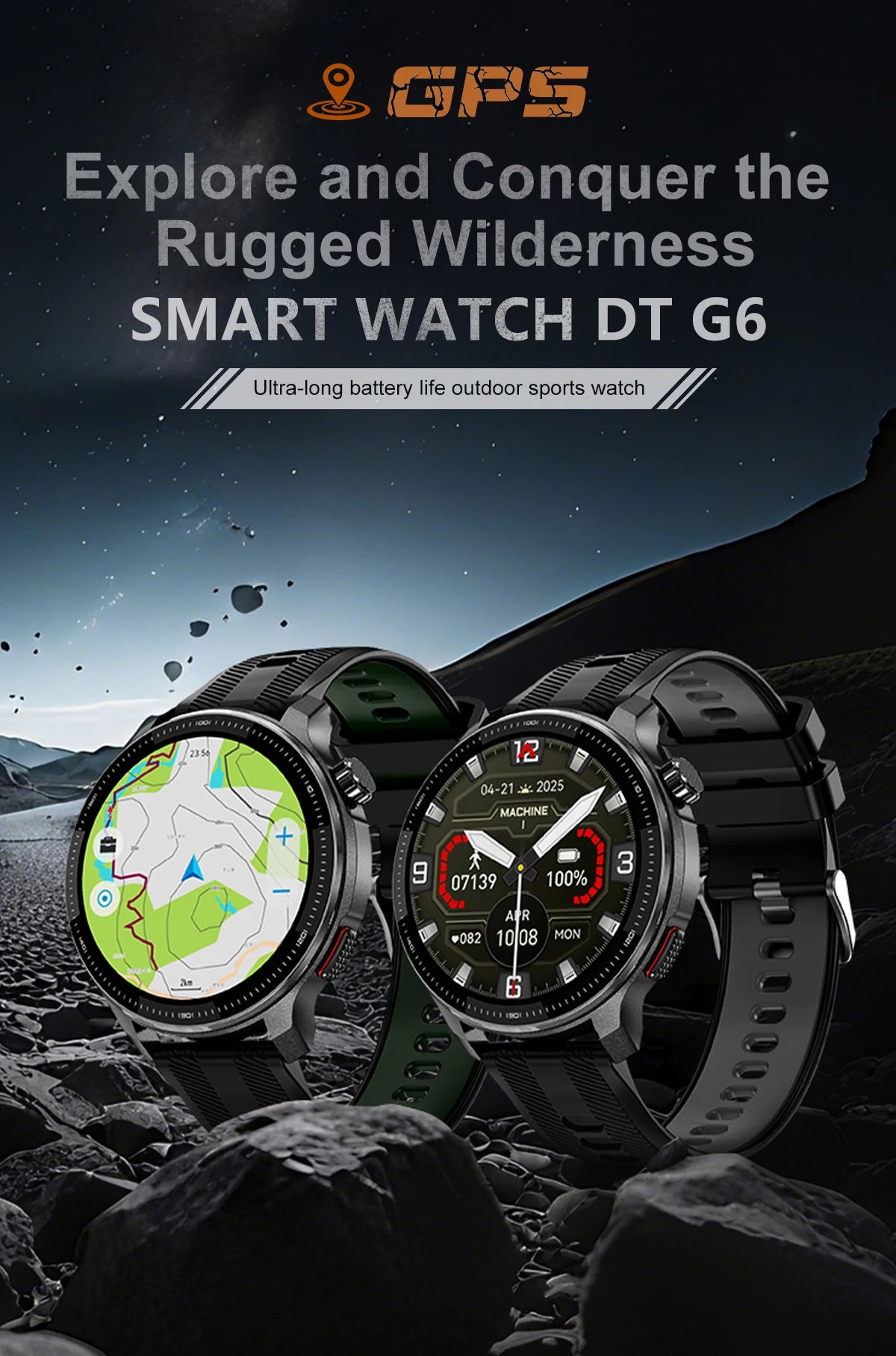 NEW GPS Offline Maps Smart Watch 1.43" AMOLED Military Sports Smartwatch 4GB Memory Video Player 30m Swim Waterproof Bracelet