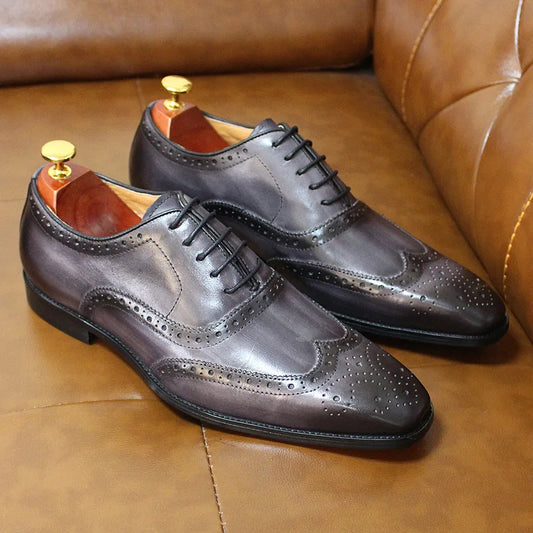 Luxury Men's Dress Shoes Genuine Calf Leather Oxford Shoes for Men