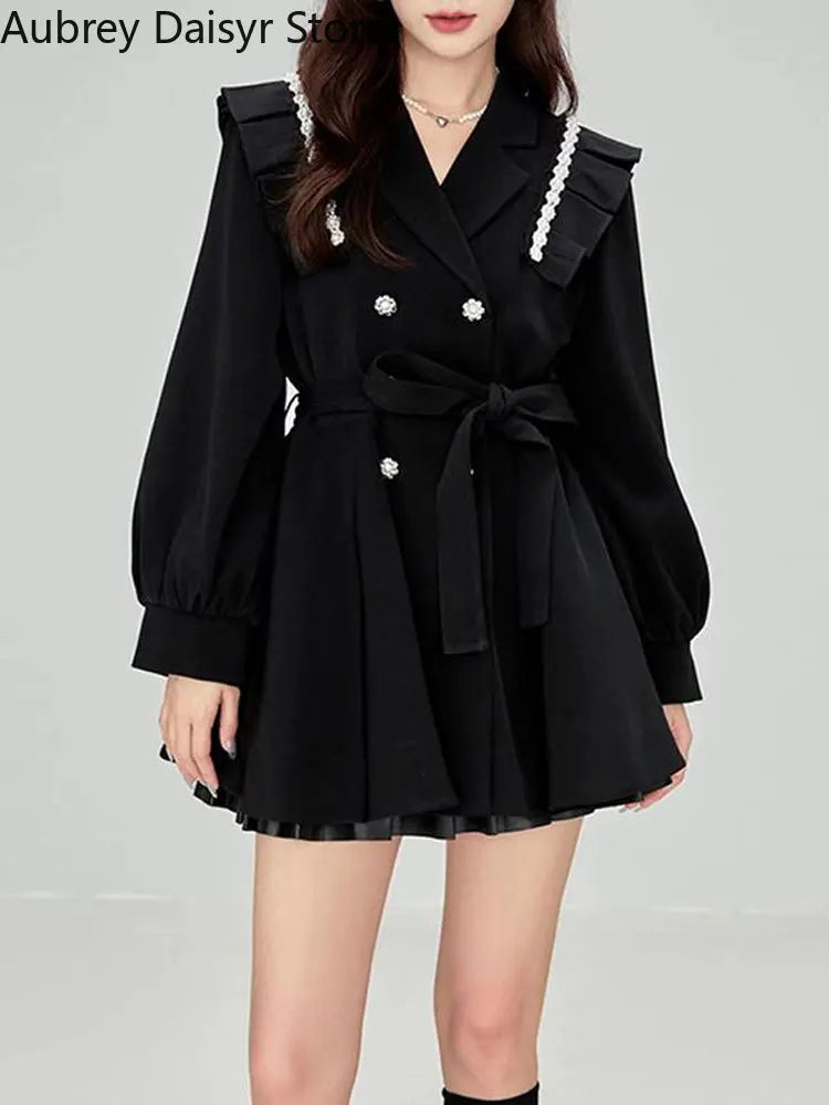 Formal attire Dresses: Women Elegant Chic Sashes Button Design Dress