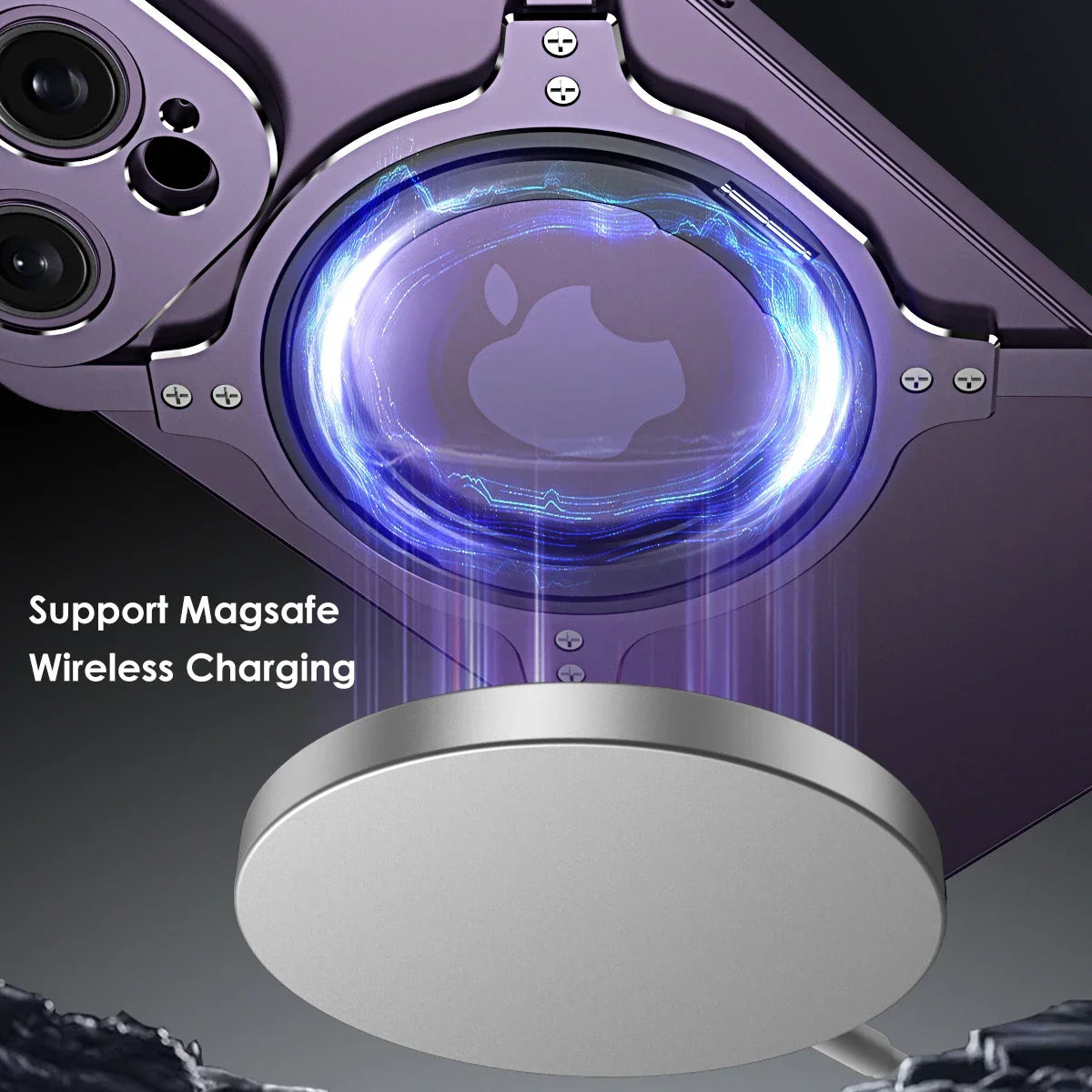 360° Stand Metal Rimless Magnetic Phone Case For iPhone 13 14 15 16 17 Pro Max Metal Bumper Lens Protection Metal Phone Cover
