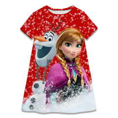 Kids Girl Cosplay Snow Queen Top Disney Frozen Elsa And Anna Princess Dress