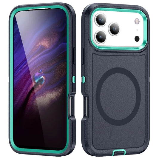 3IN1 Military Grade Heavy Duty Armor Case For IPhone 17 Air 16 15 14 Plus Pro Max Magnetic Charge TPU+PC Anti-fall Protect Cover