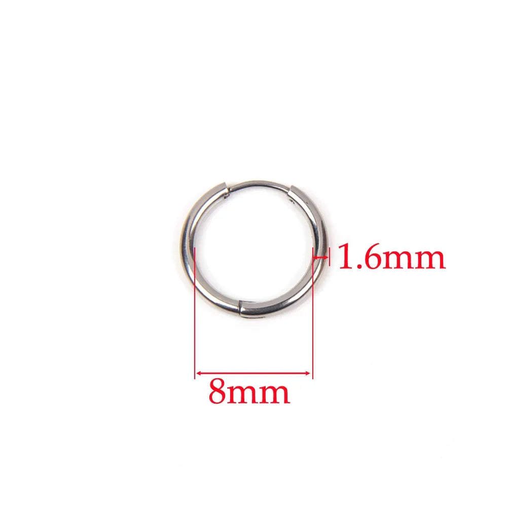 10pcs 316L Stainless Steel Hoop Earrings Women Men Punk Hiphop Circular Ear Buckle Ring Jewelry Gold Color Accessories Wholesale