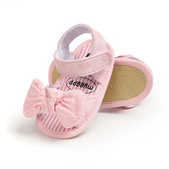 Summer Baby Girls Bow Sandals Toddler Breathable Anti-Slip Shoes Soft Sole Flat