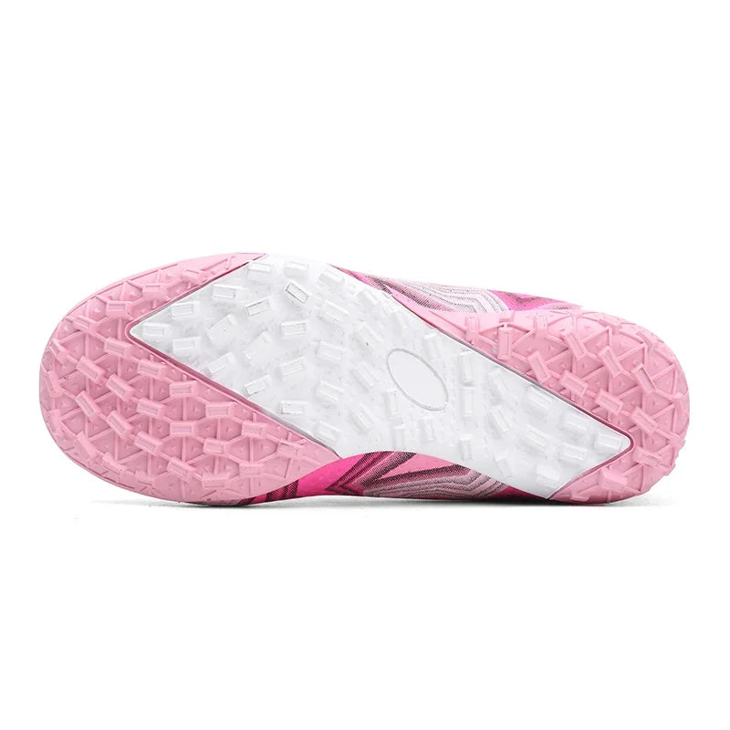 Football Boots Society Futsal TF Pink Soccer Tennis Shoes Sports