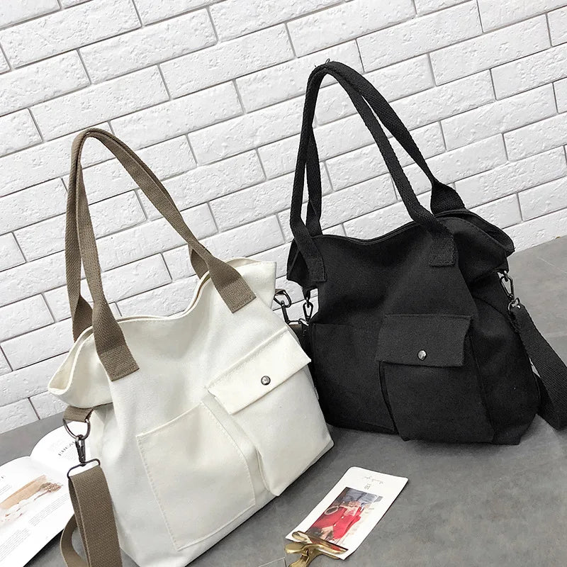 Fashion Canvas Bags students Handbag Shoulder Bag Large Capacity Solid