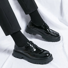 Men Formal Black Lace-up Shoes With Black Sole