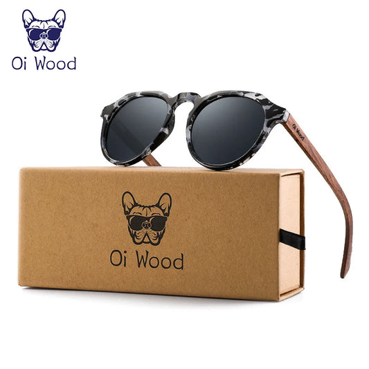 Sunglasses Women Men's Sun Glasses  Walnut Wood Round Eyeglasses