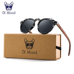Sunglasses Women Men's Sun Glasses  Walnut Wood Round Eyeglasses