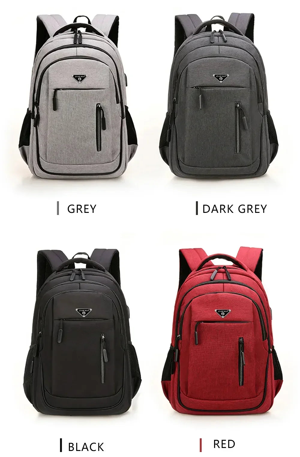 Large Capacity Backpack Men Laptop Backpacks 15.6 Oxford Black Solid High School Bags