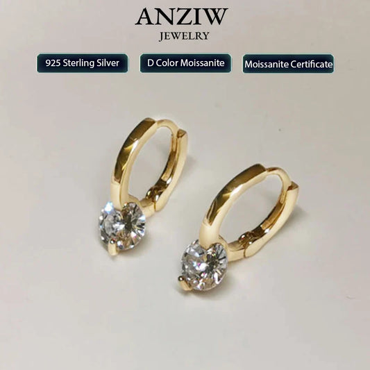 Solitaire 1ct D Moissanite Earrings for Women 2023 Diamond Sterling Silver Hoop Earrings 925 Drop Earrings Girls 14k Gold Plated