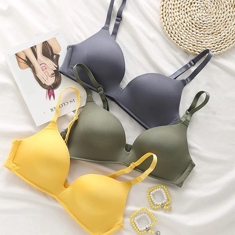 Women Seamless Bra No Wire Push Up Underwear Girls Students Breathable