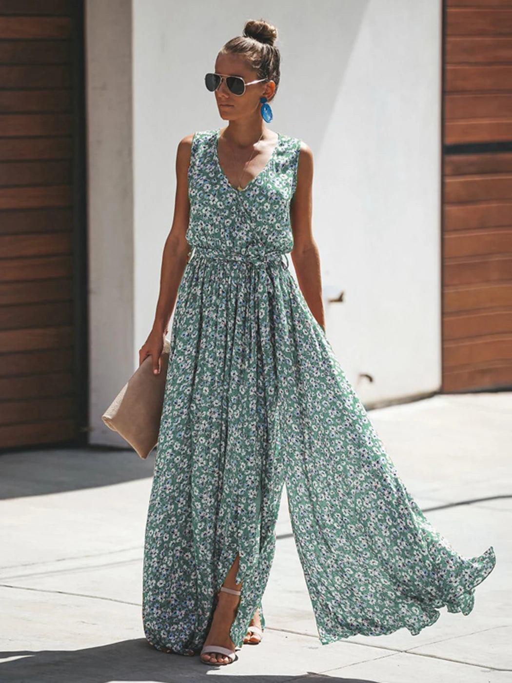 Jastie Women Summer Dress Floral Print Maxi Dresses Bohemian Hippie Beach Long Dress Women's Clothing 2025 vestidos de verano