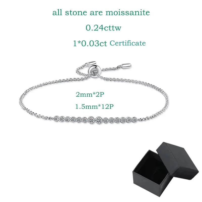 Smyoue 0.24cttw Gradient All Moissanite Bracelets for Women Round Brilliant Cut 100% S925 Sterling Silver Plated 18k Gold