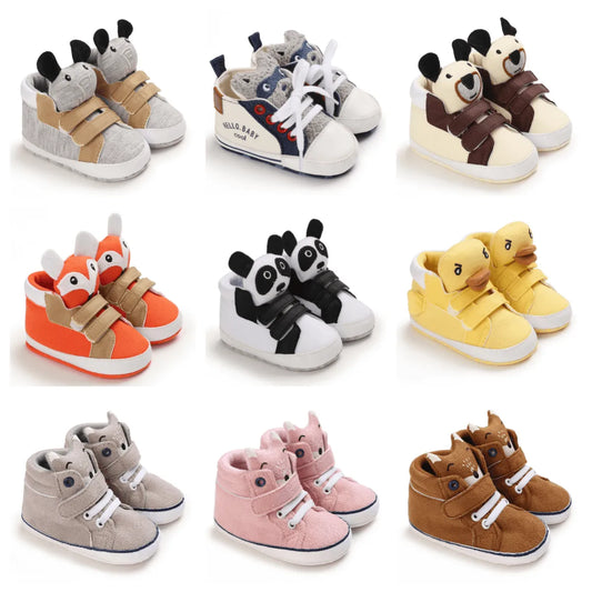 Classic Baby Shoe Boy Girl Baby Cute Animal Face Casual Flat Sneaker First Baby Ankle Boot Cotton Non-slip Warm Walking Shoes