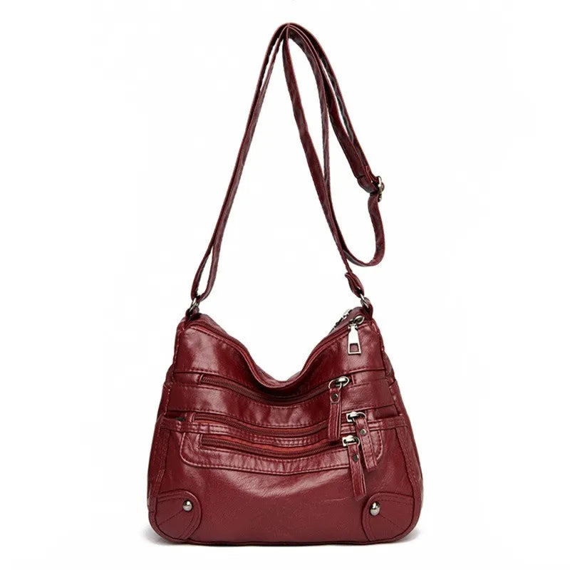 Women's Soft Leather Shoulder Bags Multi-Layer Classic Crossbody Bag