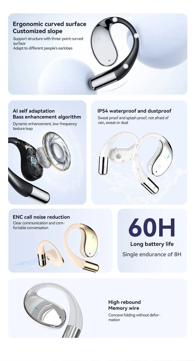 MZYMI Q39 AI Translation Wireless Earphone TWS Ear Hook Sport Running Bluetooth Headset ENC Noise Cancelling Headphone With Mic