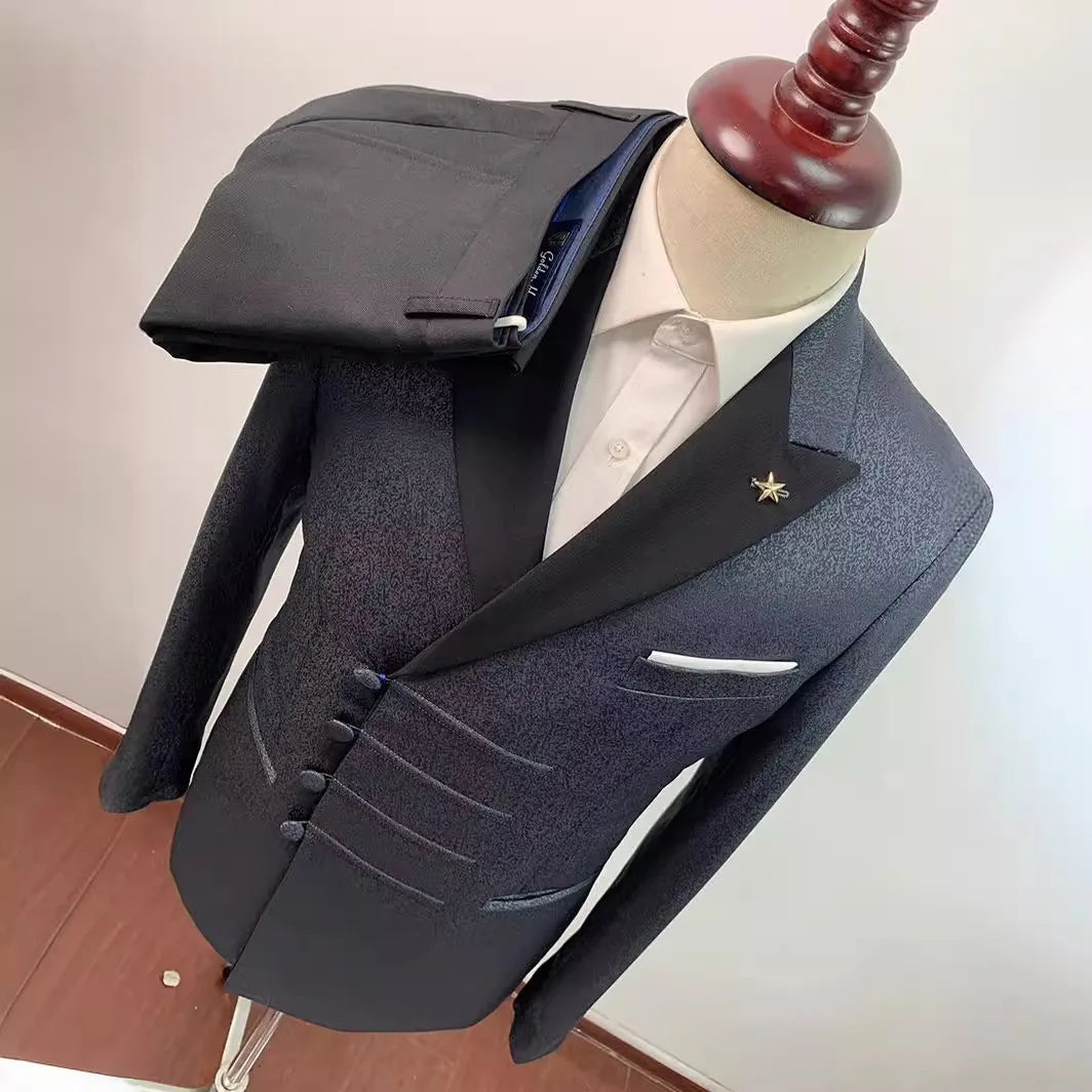 Tuxedo for Mens: Men's Suit 2 Pieces Men's Suit Green Jacquard Double-breasted