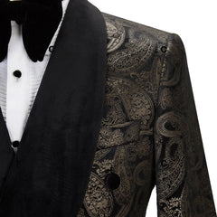 Cenne Des Graoom Elegant Men's Suit for Wedding Tuxedo Double Breasted Black