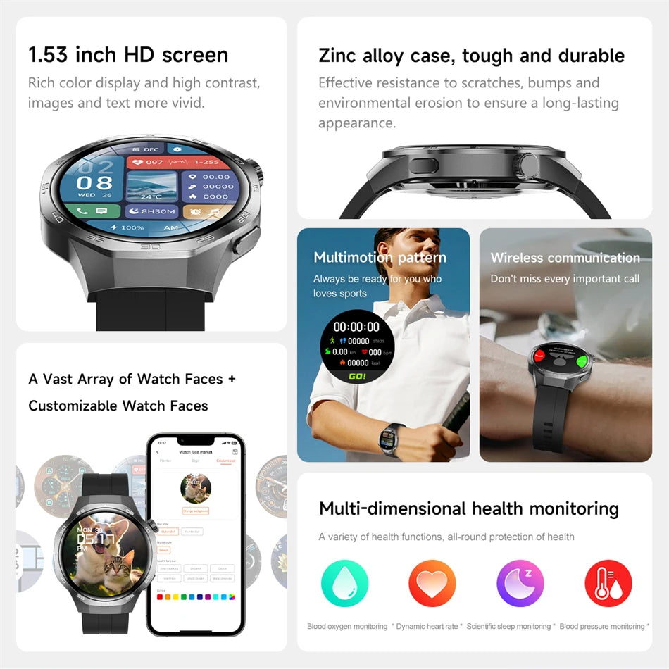 For Huawei Watch GT5 Pro Smart Watch 1.53 Inch HD AMOLED Screen