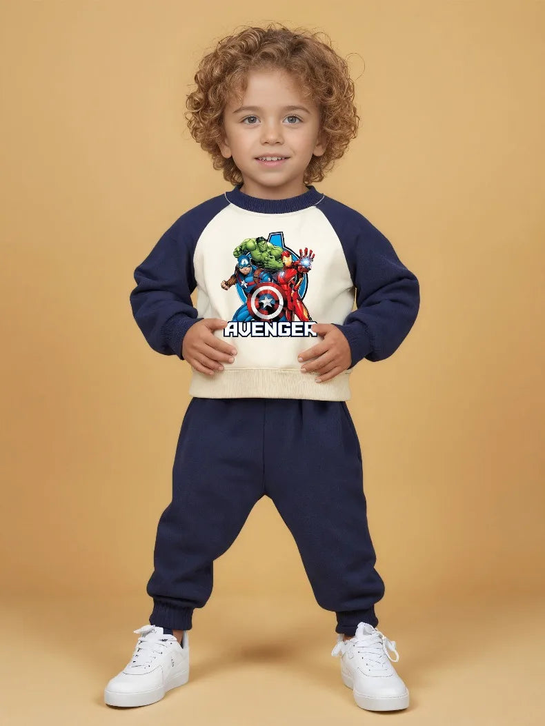 Marvel Cartoon Print Children Clothes Sets Spring/autumn Boys Sweatshirt Set Kids O Neck Hoodies Pants Two Piece Kids Tracksuit