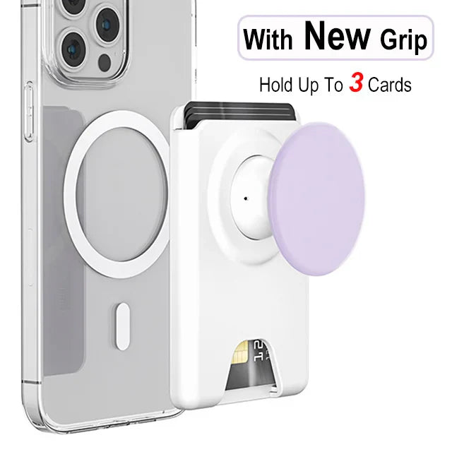 Grippopso Universal Magnetic Wallet With Expanding Phone Grip,Phone Card Holder Solid SocketWallet For IPhone Samsung Wallets
