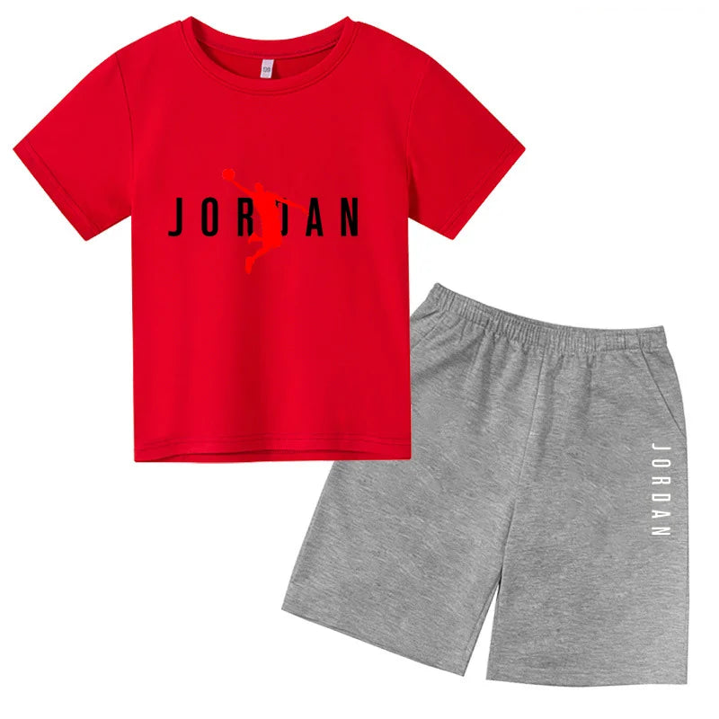Basketball star Printing Children's T-shirt Tops +Shorts Fashion Leisure Clothing Toddler 3-12 Year Boys Girls Round neck Set
