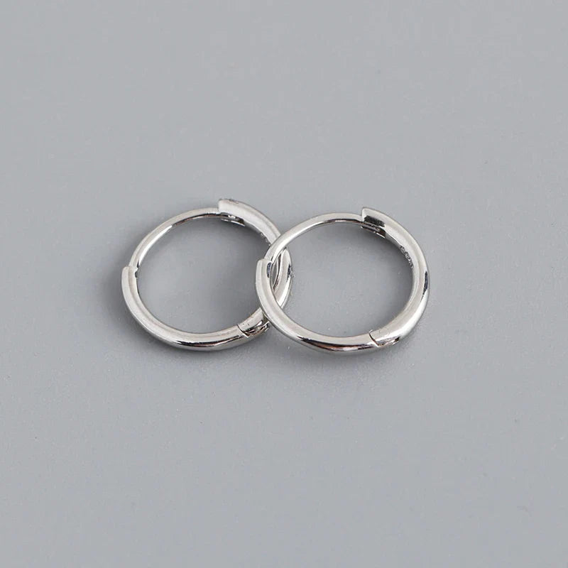 WANTME 925 Sterling Silver Minimalist Glossy Circle Hoop Earrings for Women Fashion Simple Ear Bone Piercing Jewelry Accessories